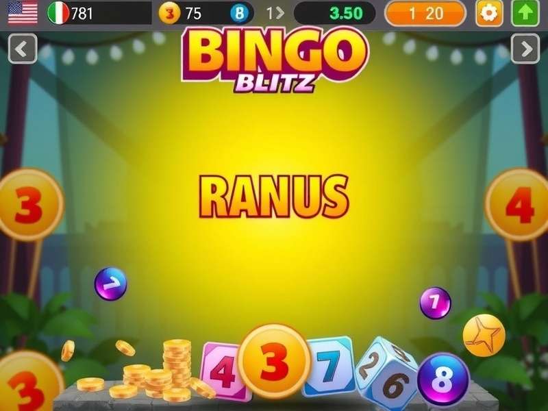 Bingo Blitz गेमप्ले स्क्रीनशॉट - रंगीन बिंगो कार्ड और पावर-अप दिखाते हुए