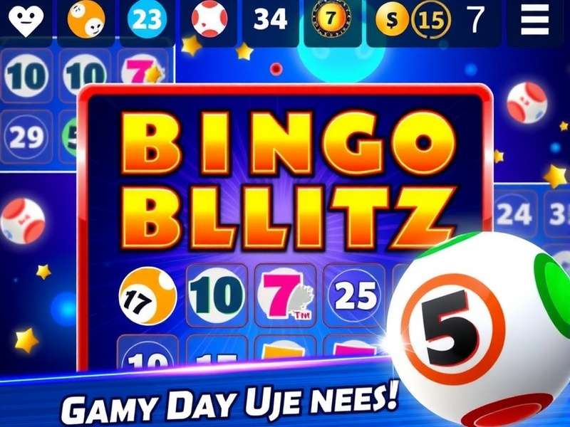 Bingo Blitz gameplay screenshot showing bingo cards and power-ups