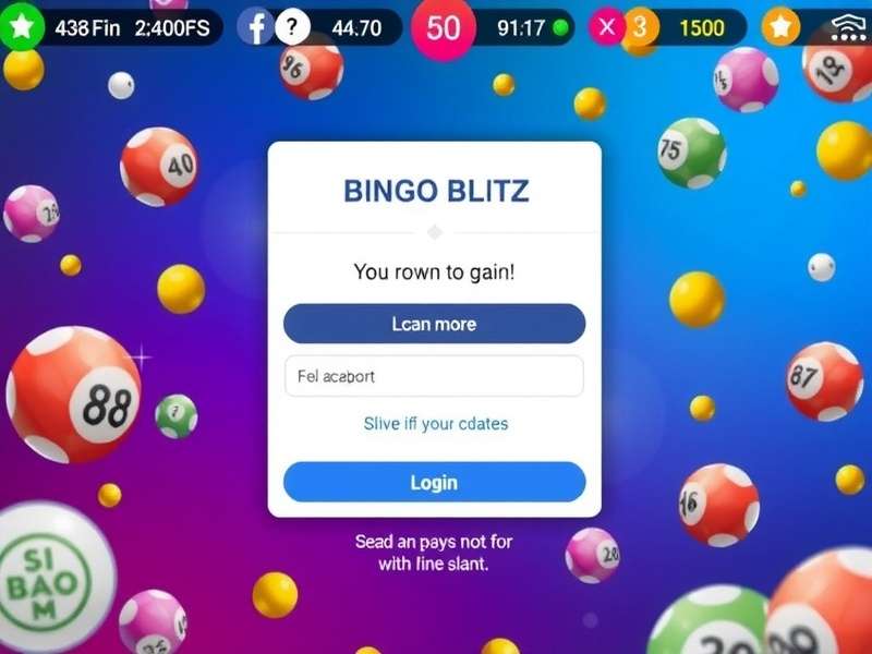 Bingo Blitz Facebook Login Screen on Mobile Device