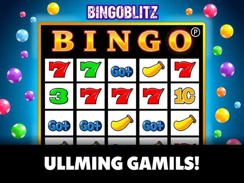 Bingo Blitz Play – vibrant bingo hall with players using digital cards and daubers