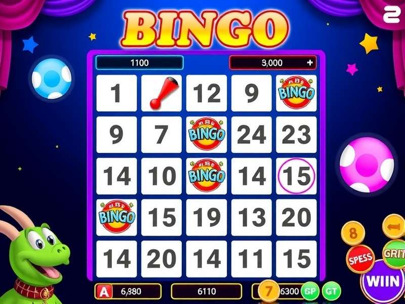Bingo Blitz Game Show colourful bingo cards and daubers on a digital screen